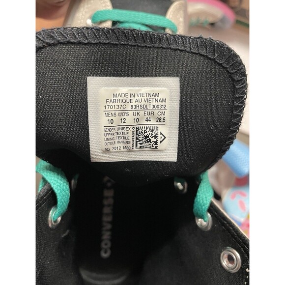 Chuck Taylor All Star Hi 170137C Beige Pink Sole Teal Laces Size 10 M 12 W - Picture 7 of 7